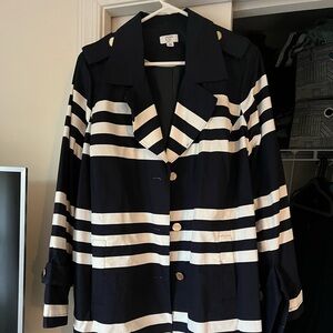 Crown and Ivy navy and white striped trench.